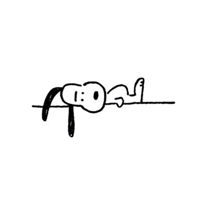 Minimalist line art doodle of cute dog resting upside down Snoopy Avatar