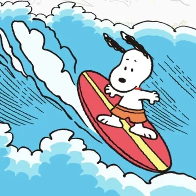 Surfing on ocean waves in board shorts Snoopy Avatar