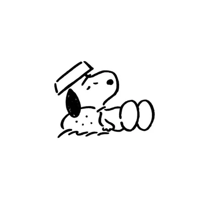 Cute minimalist line art of bath time relaxing Snoopy PFP