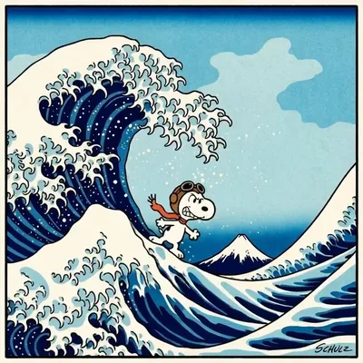 Flying Ace surfing the great wave of Kanagawa Snoopy Profile Picture