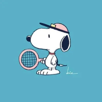 Cute tennis player Snoopy Icon holding a pink racket