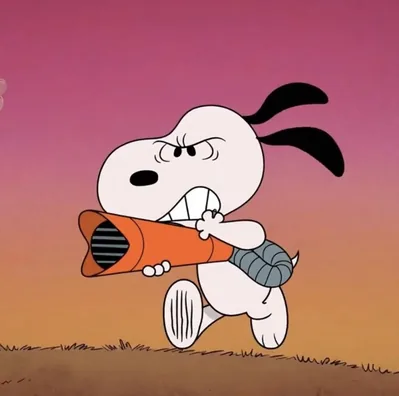 Determined angry Snoopy running with a megaphone Snoopy Avatar