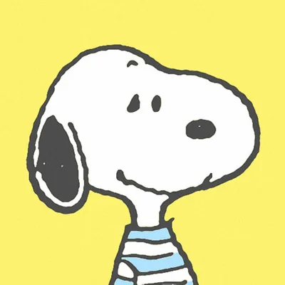 Smiling in blue striped shirt on yellow background Snoopy Profile Picture