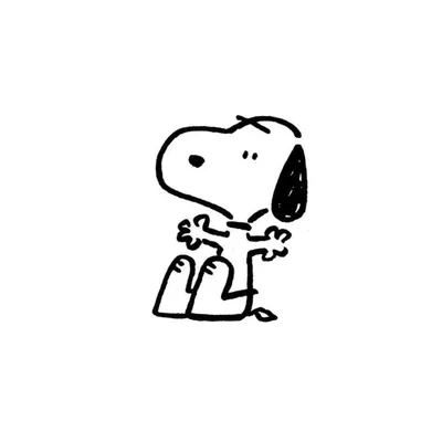 Minimalist black and white hand-drawn doodle Snoopy Icon