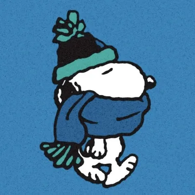 Winter Snoopy Avatar wearing a cozy knit beanie and blue scarf