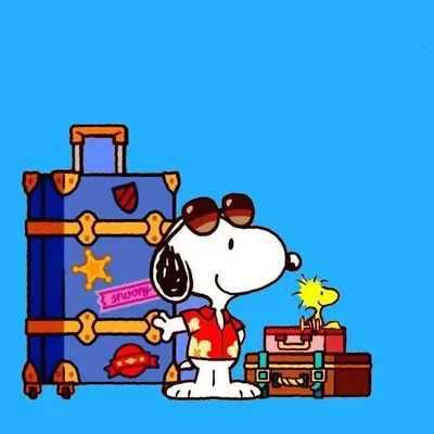 Wearing a Hawaiian shirt with Woodstock and travel luggage Snoopy Avatar