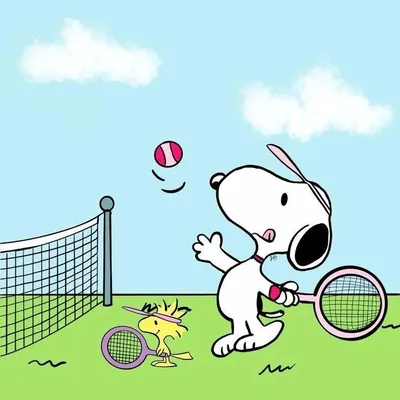 Playing tennis on the court with Woodstock cute Snoopy PFP