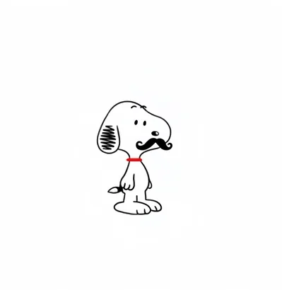 Minimalist funny handlebar mustache wearing Snoopy Avatar