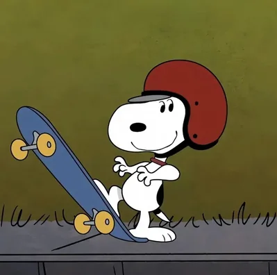 Skateboarding with a cool red helmet Snoopy Avatar