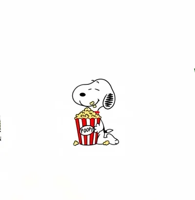 Happy cartoon beagle eating delicious popcorn Snoopy PFP