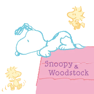 Crayon sketch of Woodstock and doghouse sleeping Snoopy Transparent PNG