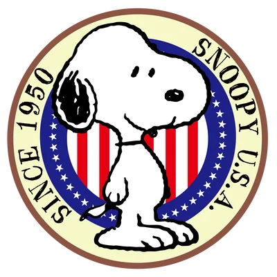 Vintage American flag badge style round emblem Snoopy Sticker