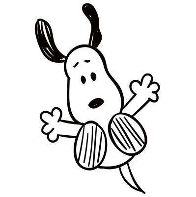 Hand-drawn surprised falling doodle outline Snoopy PNG Image
