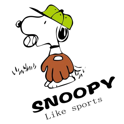 Baseball player wearing green cap and glove with ball in mouth Snoopy Clipart