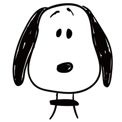 Minimalist hand drawn doodle of surprised face Snoopy Transparent PNG