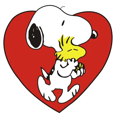 Cute Woodstock and red heart kiss illustration Snoopy PNG