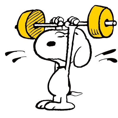 Strong weightlifting barbell workout Snoopy Clipart