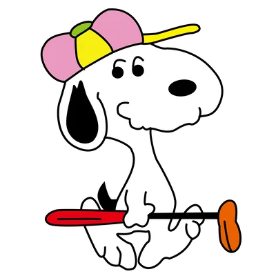 Snoopy wearing a backwards baseball cap and holding a golf club Transparent PNG