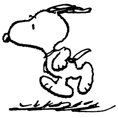 Vintage hand-drawn sketch of happily running Snoopy PNG