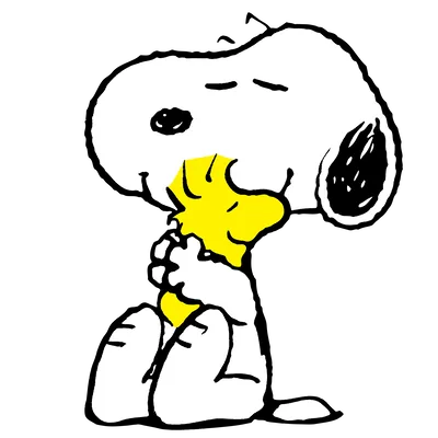 Woodstock cuddling happily with Snoopy Transparent PNG