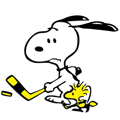 Ice hockey player with Woodstock Snoopy Sticker