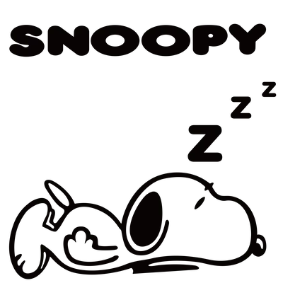 Cute sleeping line art Snoopy Clipart with Zzz snoring letters