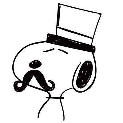 Hand-drawn gentleman with top hat and mustache Snoopy PNG