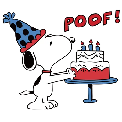 Birthday party celebration with cake and hat Snoopy PNG