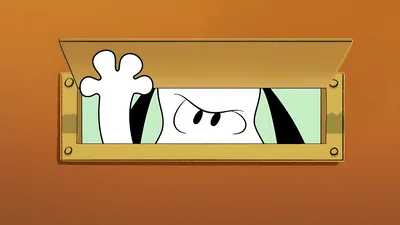 Snoopy peeking through a mail slot with determined eyes for PC Wallpaper