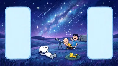 Snoopy, Charlie Brown, Lucy and Woodstock stargazing for PC Wallpaper