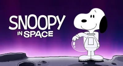 Cute astronaut Snoopy standing on the moon in space for PC Wallpaper