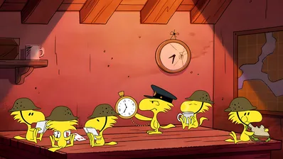 Woodstock and bird squad dressed as soldiers in bunker for PC Wallpaper