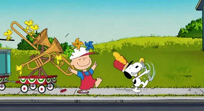 Marching band Snoopy with Charlie Brown and Woodstock parade for PC Wallpaper