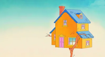 Whimsical cartoon house in a tree Snoopy animation background for PC 4K Image