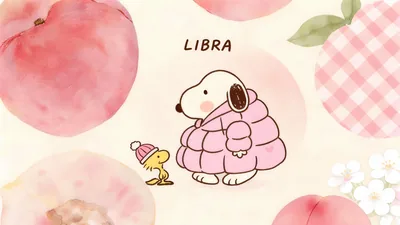 Cute Snoopy and Woodstock in pink puffer jackets peach art for PC Background