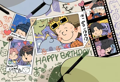Cute Snoopy style birthday scrapbook celebration art for PC 4K Image