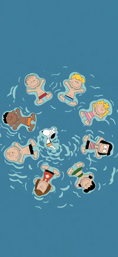 Snoopy, Charlie Brown and Lucy floating in a circle for iPhone Background