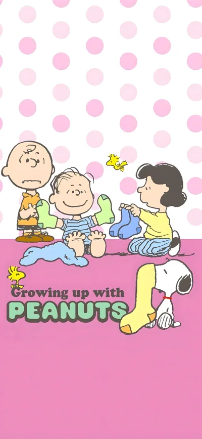 Snoopy, Charlie Brown and Lucy playing with socks for iPhone Wallpaper
