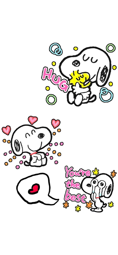 Cute Snoopy and Woodstock hugging and sharing love for iPhone Wallpaper