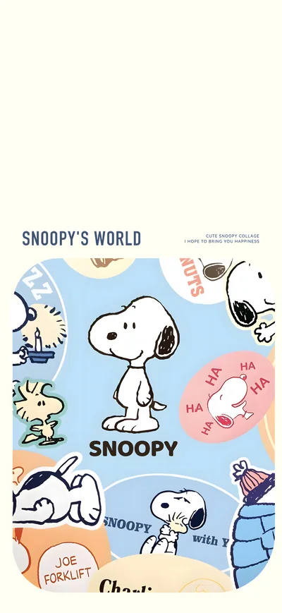 Snoopy and Woodstock in a cute world collage for iPhone 4K Image