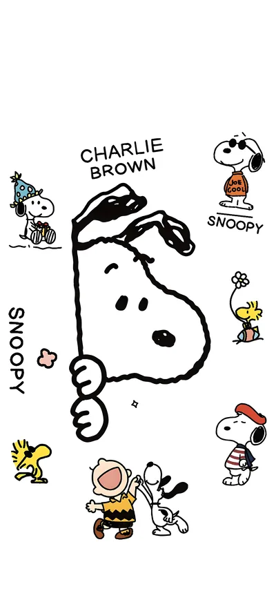 Snoopy and Charlie Brown dancing with Joe Cool for iPhone Wallpaper