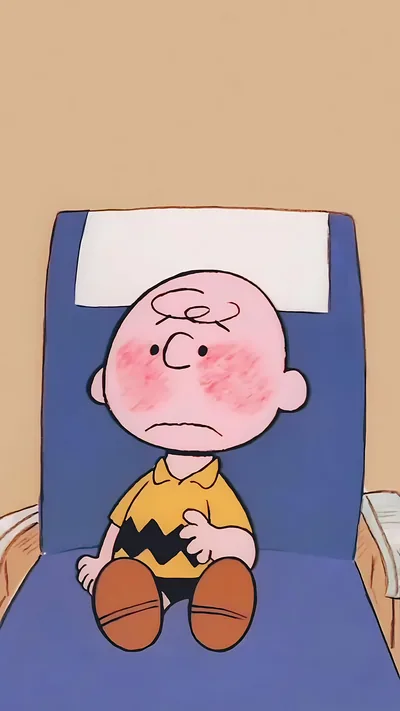 Charlie Brown feeling sick on airplane seat Wallpaper for iPhone