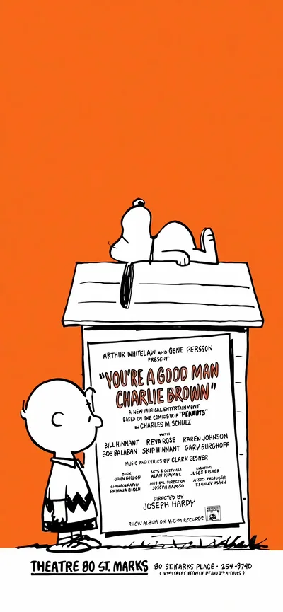 Snoopy and Charlie Brown with vintage poster for iPhone Wallpaper