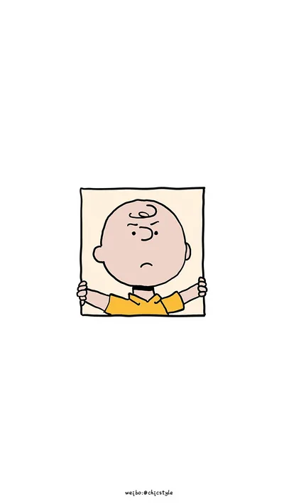 Grumpy Charlie Brown holding a sign for iPhone Wallpaper