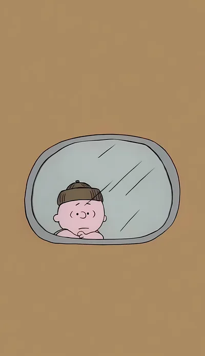 Thoughtful Charlie Brown looking out the window for iPhone Wallpaper
