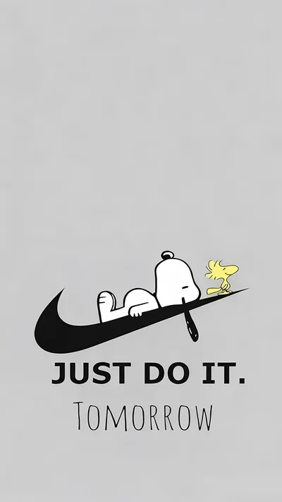 Sleeping Snoopy and Woodstock on Nike swoosh Wallpaper for iPhone