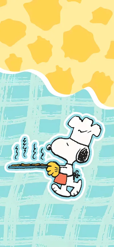 Cute chef Snoopy holding fresh baked cookies on tray for iPhone Wallpaper