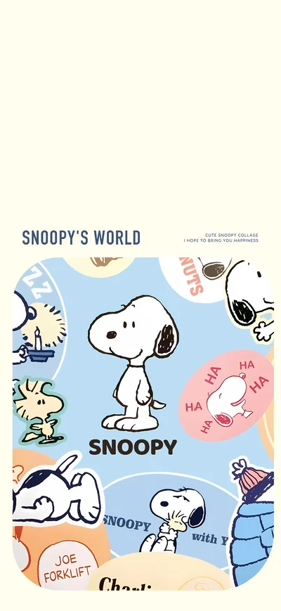 Cute Snoopy and Woodstock sticker collage for iPhone aesthetic 4K Image